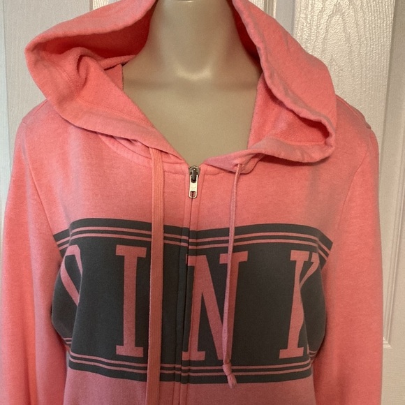 PINK VIctoria’s Secret Hooded Full Zip Sweatshirt M - Picture 2 of 15